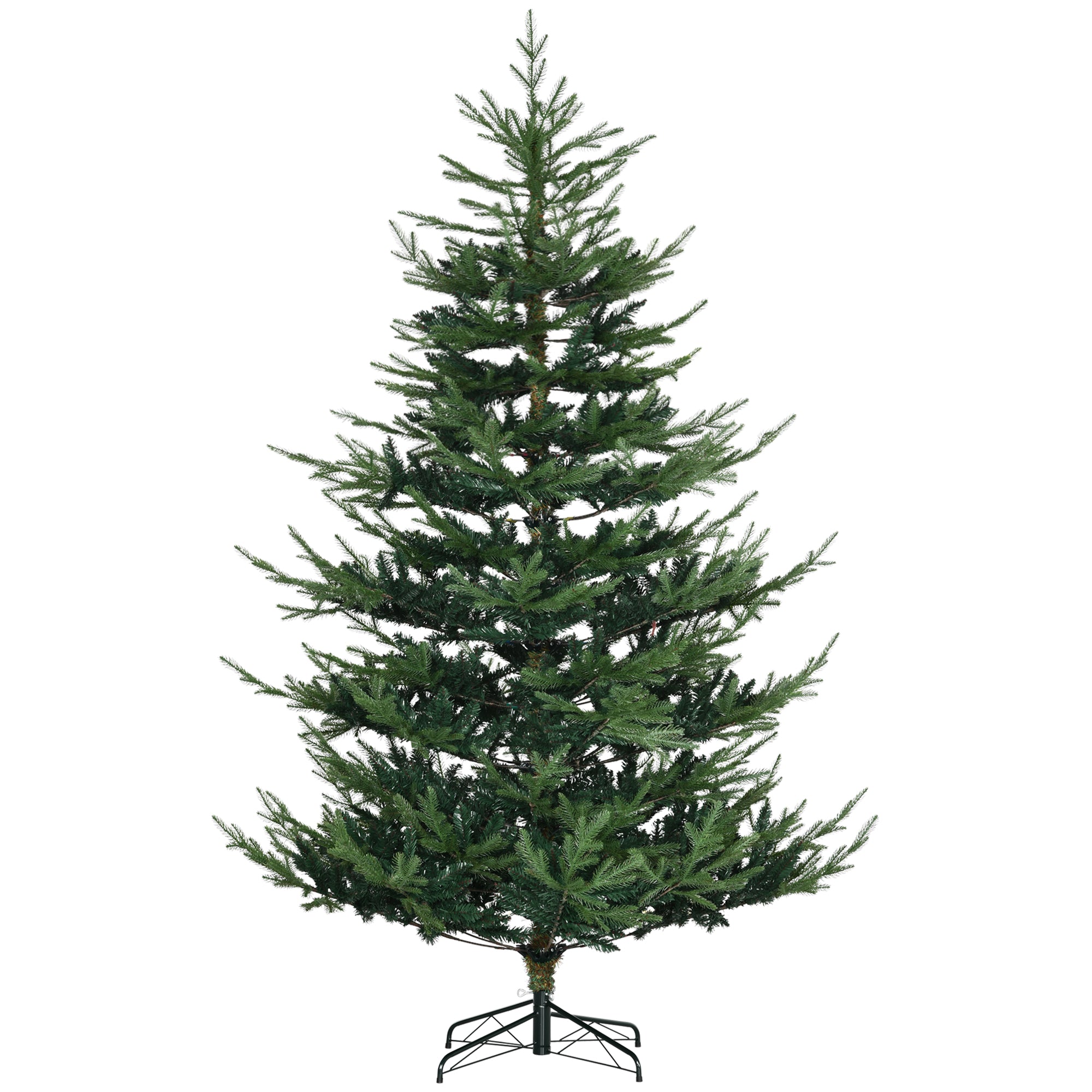 HOMCOM 7.5ft Green Pine Artificial Christmas Tree: Auto-Open Hinged Xmas Tree with 1218 Realistic Branches & Steel Base - Easy Setup & Storage for Cozy Holiday Home Decor
