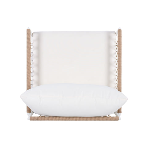 Boho 3-Piece Outdoor Furniture Set: 2 Lounge Chairs & Glass Side Table | Handwoven Rope, Powder-Coated Steel | Waterproof Cushions | Patio, Garden, Poolside Relaxation