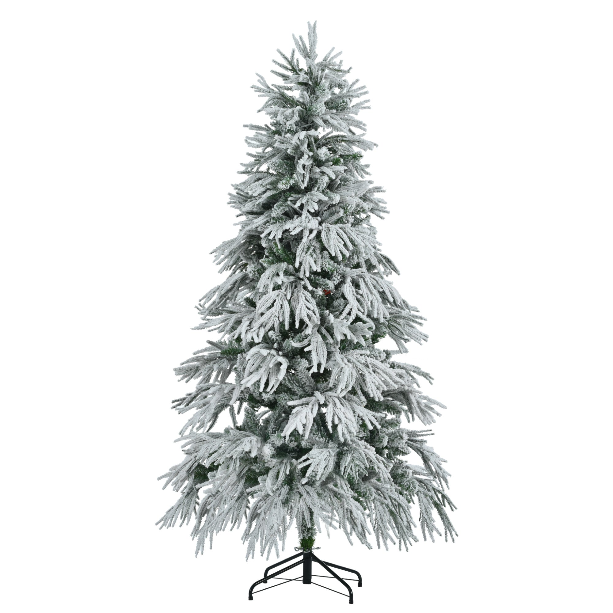 6FT Snow Flocked Spruce Christmas Tree | Hinged Artificial Xmas Tree | 790 Tips, 300 Multi-Color & Warm White LED Lights, 8 Modes | Perfect Holiday Home & Office Decor