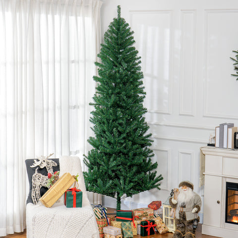 HOMCOM 8' Slim Fir Artificial Christmas Tree - Realistic Green PVC & Plastic Tree with 1168 Tips, 43.3" Dia, Easy Assembly & Storage for Home Holiday Decor